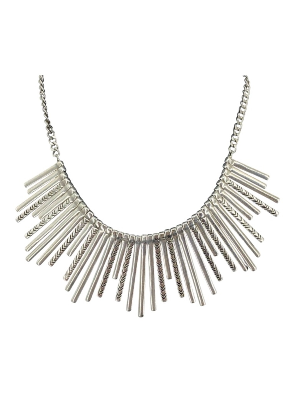 Vintage Park Lane  Reversible Tribal Silver Tone Statement Bib Necklace - Picture 9 of 9